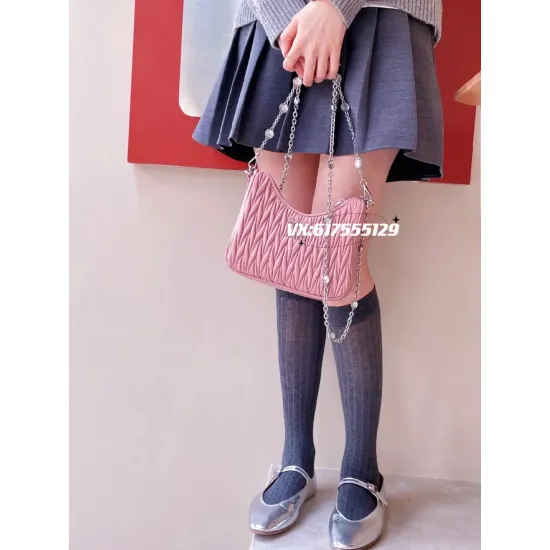Matelassé Nappa Leather Shoulder Bag  Pink