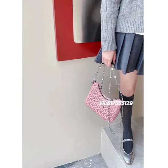 Matelassé Nappa Leather Shoulder Bag  Pink
