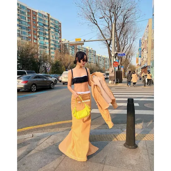Nappa Leather Pocket Bag  Yellow
