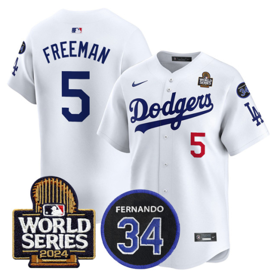 2024 Dodgers World Series Patch Fernando Memorial White Vapor Premier Stitched Jersey Collection 2024 Dodgers World Series Patch Fernando Memorial White Vapor Premier Stitched Jersey Collection