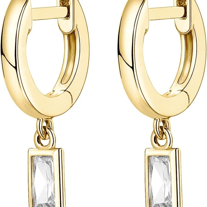 PAVOI 14K Gold Plated S925 Sterling Silver Post Lightweight Drop/Dangle Huggie Earrings for Women | Religious Ornament: Cross, Evil Eye, Clover, Celtic | Dainty Earrings for Women