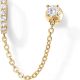 PAVOI 14K Gold Chain Earrings for Women | Double Piercing Dangle Chain Huggie Hoop Earrings | Cubic Zirconia Pearl Stud Ear Cuff Earrings for Women
