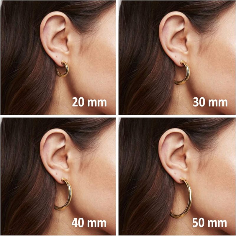 PAVOI 14K Gold Plated Lightweight Chunky Open Hoops for Women | Trendy Gold Hoop Earrings
