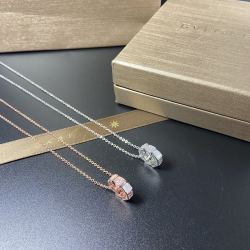 BVLGARI White Mother-of-Pearl Diamond Snake Bone Necklace