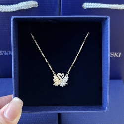 Swarovski  Swan pendant Swan, white, gold tone