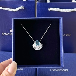 Swarovski Idyllia Pendant Shell, blue, rhodium plated