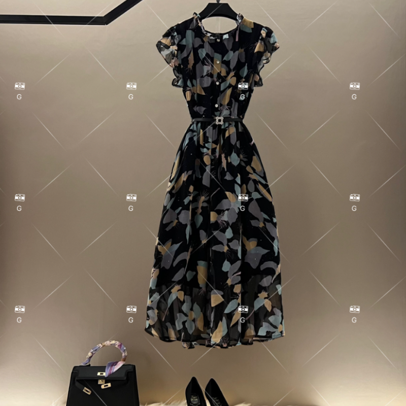 Printed sleeveless dress H-1088